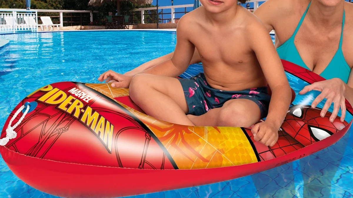 Barca hinchable para niños pequeños Spiderman - mide 112cm