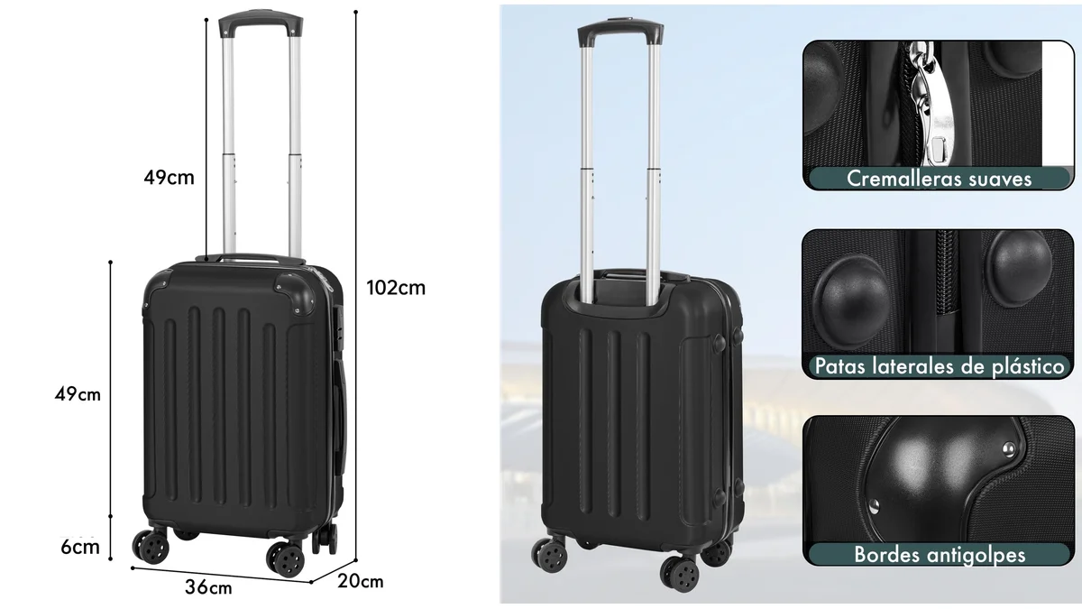 Equipaje de mano con 4 ruedas - 55x36x20cm - 40L