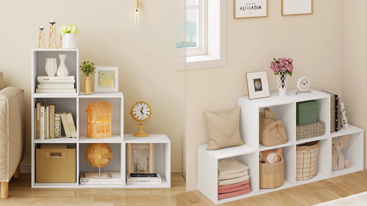 Librería de 6 cubos 30x30cm, modo escalonado o normal