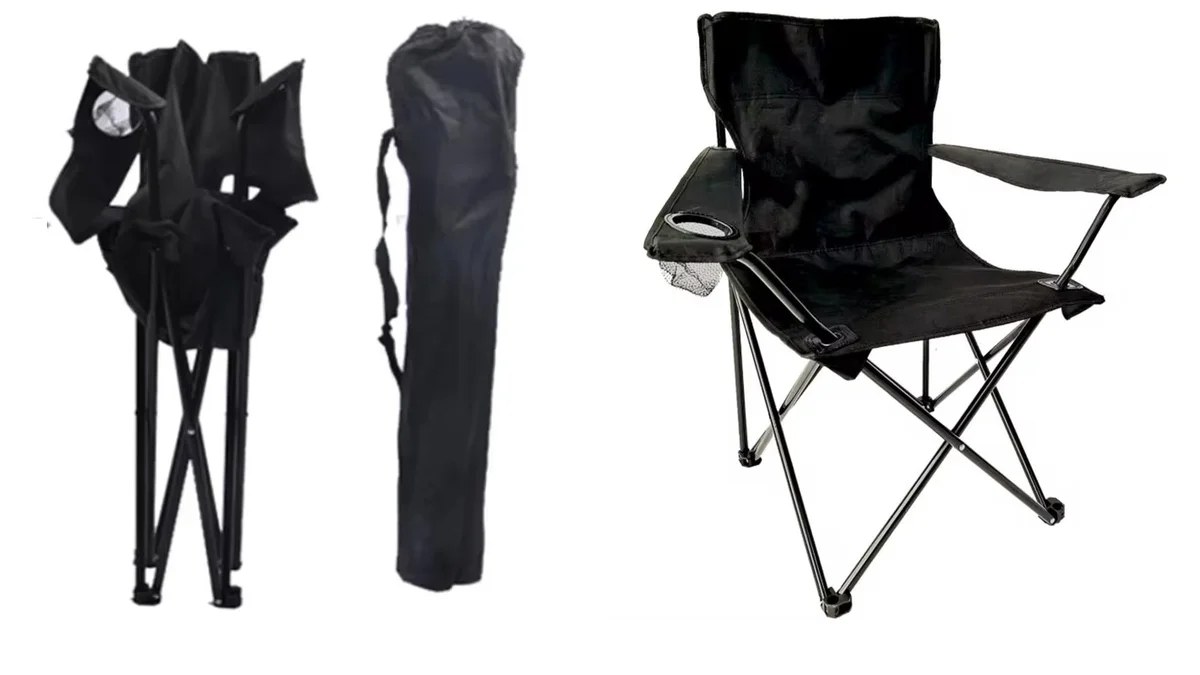 Silla de cámping plegable con portabebidas