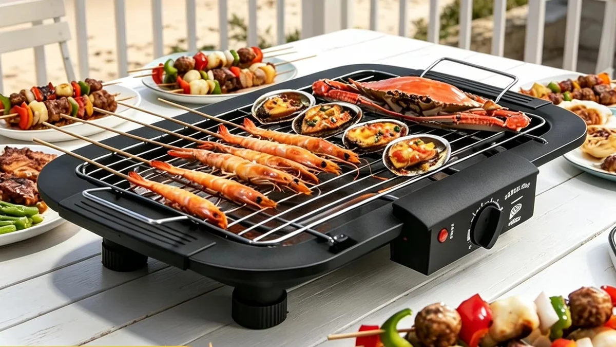 Barbacoa eléctrica 1800W con regulador de temperatura