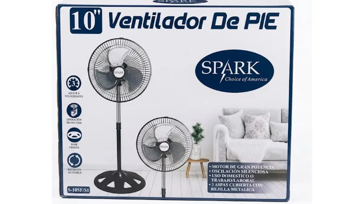 Ventilador de pie Ø25.4cm - aspas metálicas - base circular