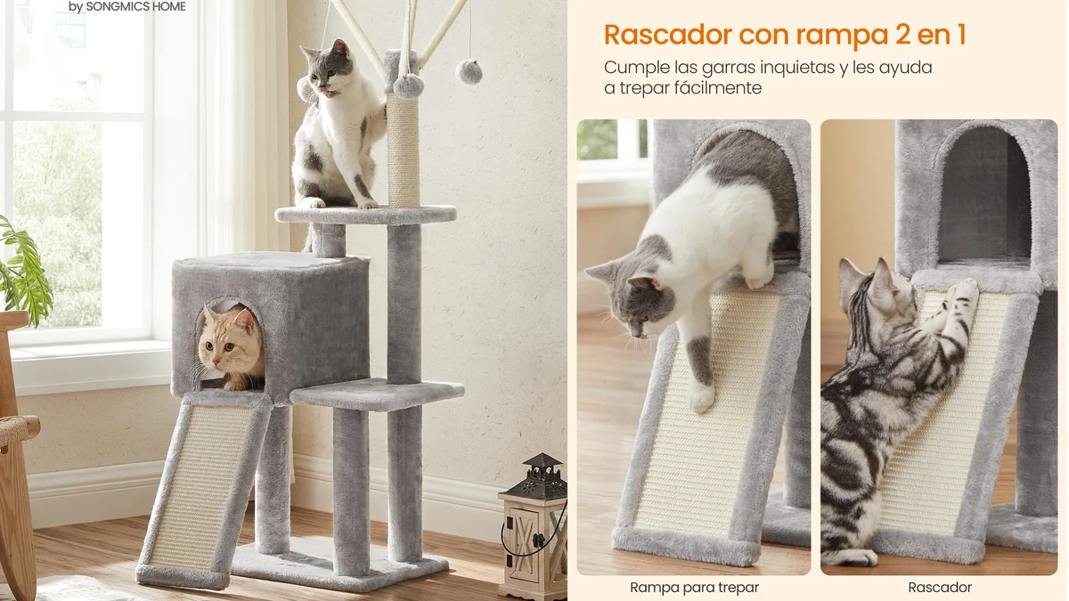 Árbol para gatos con rascador y cueva - 118cm