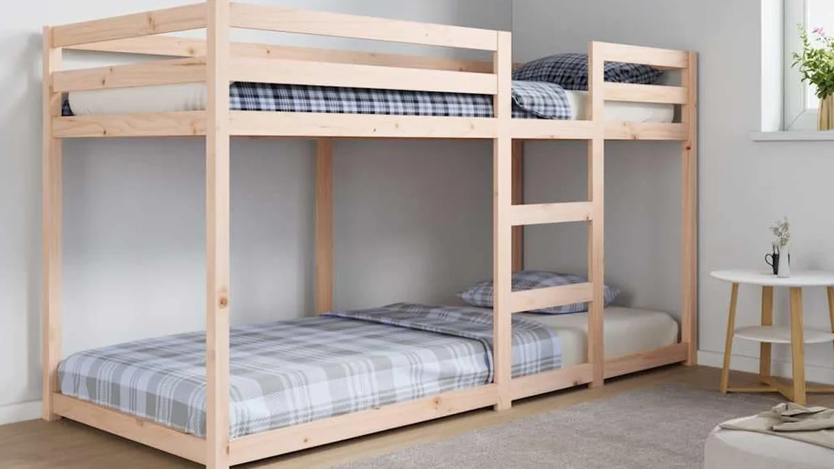 Litera de madera maciza para colchones de 80cm o 90cm x 190cm