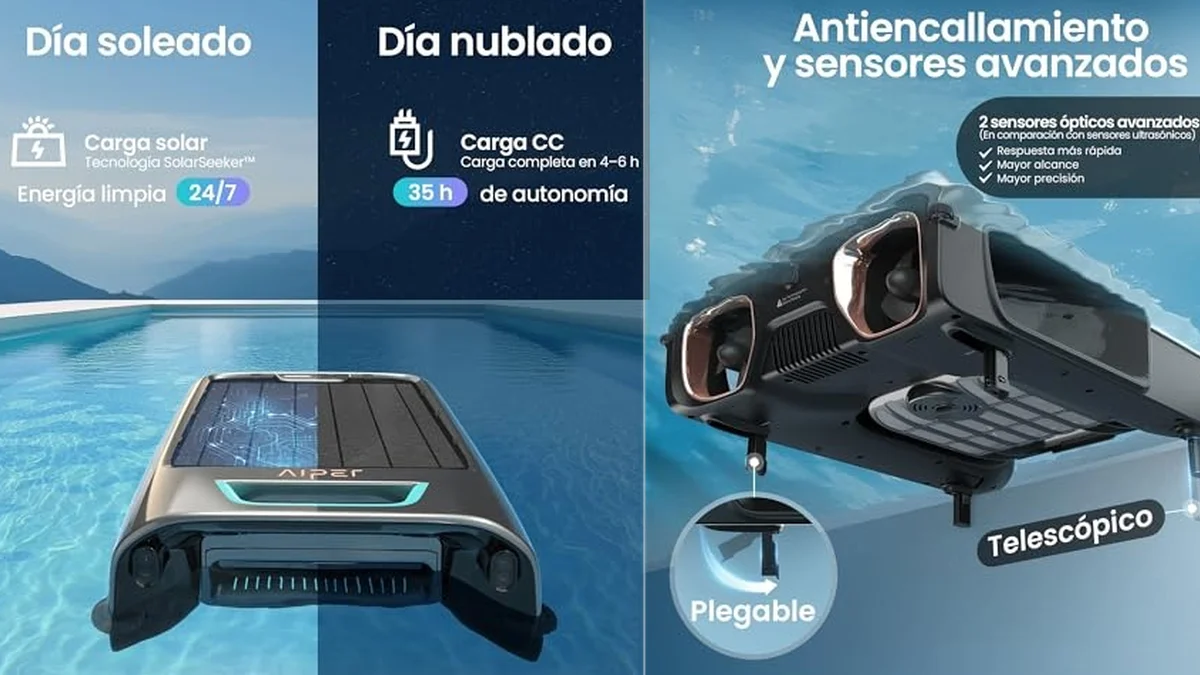 Limpia superficies de piscina solar AIPER EcoSurfer S2