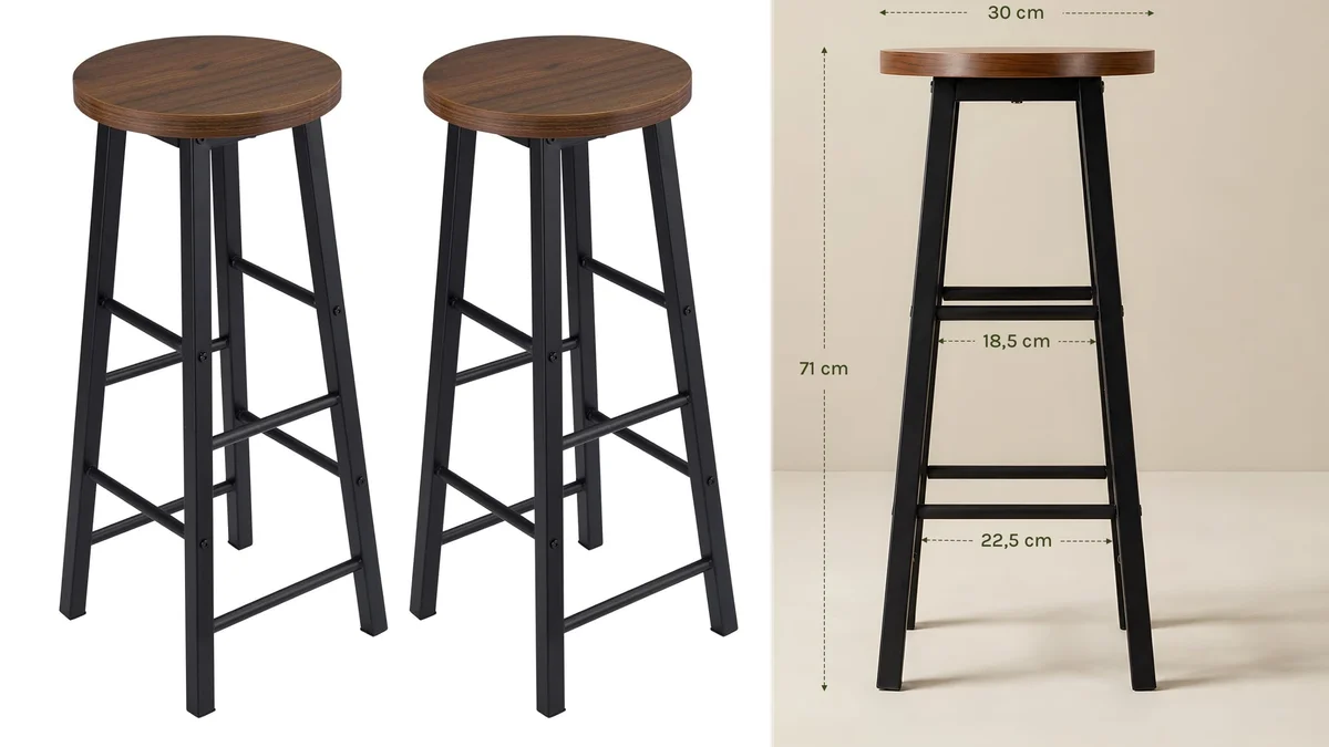2 taburetes con estructura metálica