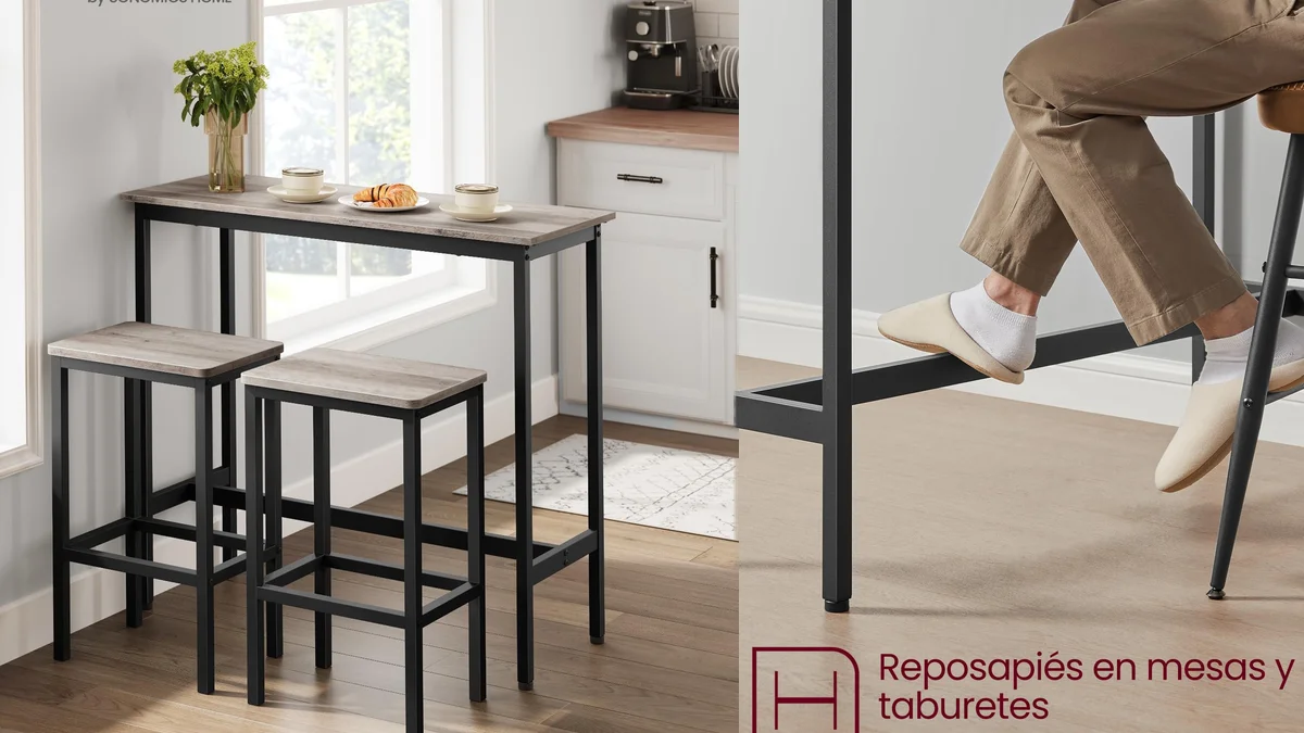 Mesa alta con 2 taburetes de cocina