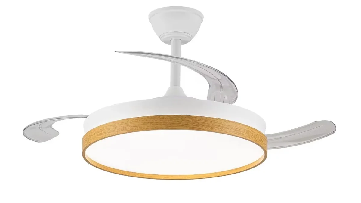 Lámpara  LED con ventilador de aspas retráctiles y mando