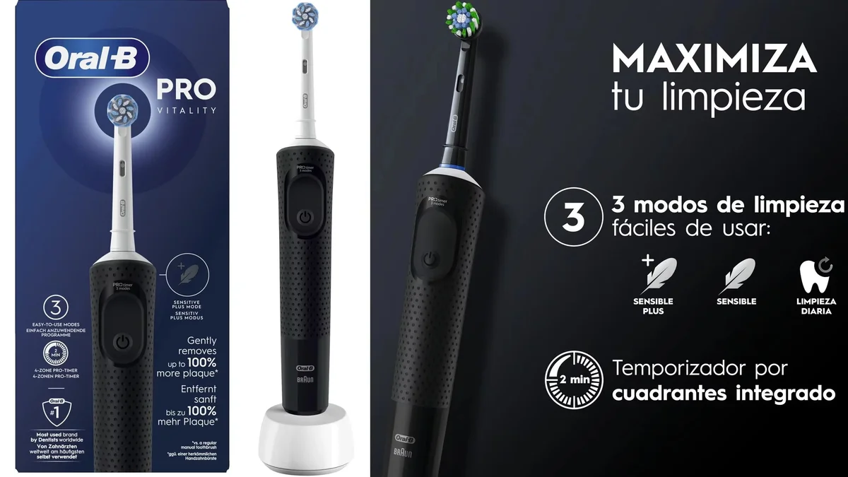 Cepillo eléctrico recargable Oral-B Vitality Pro - 3 modos de limpieza