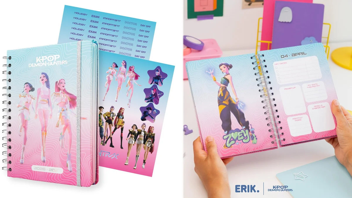 Agenda escolar Kpop Demon Hunters 2026 A5 - con elástico - pegatinas