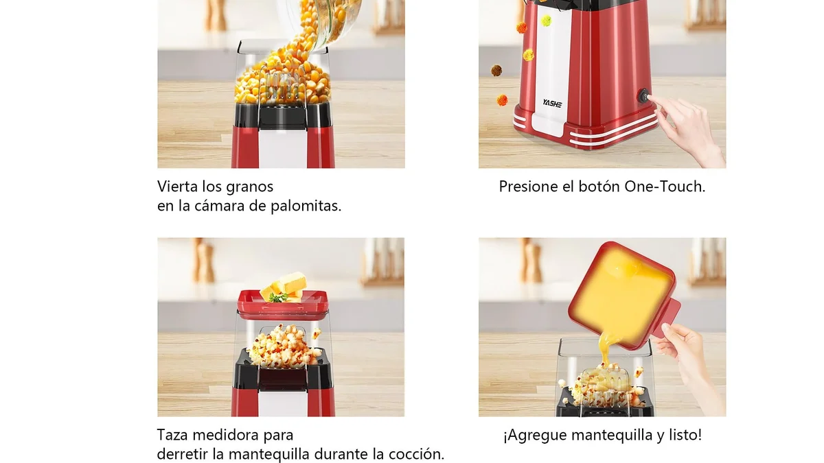 Palomitero eléctrico sin aceite -  listas en 3 minutos