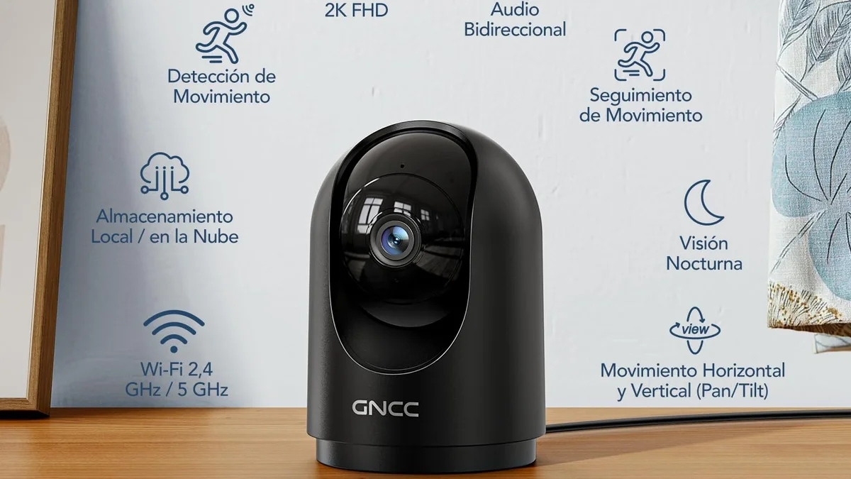 Cámara de vigilancia WiFi 2.4 / 5GHz  - GNCC GP5 2K - con giro 355º y audio