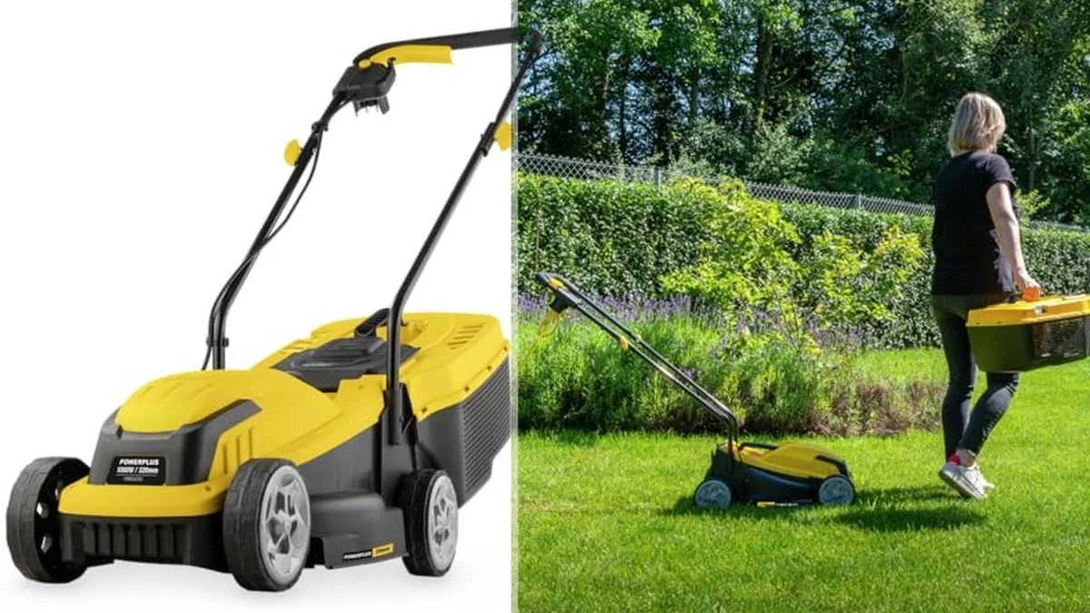 Cortacésped eléctrico Powerplus 1000W - altura 2.5 a 6.5cm - 30L
