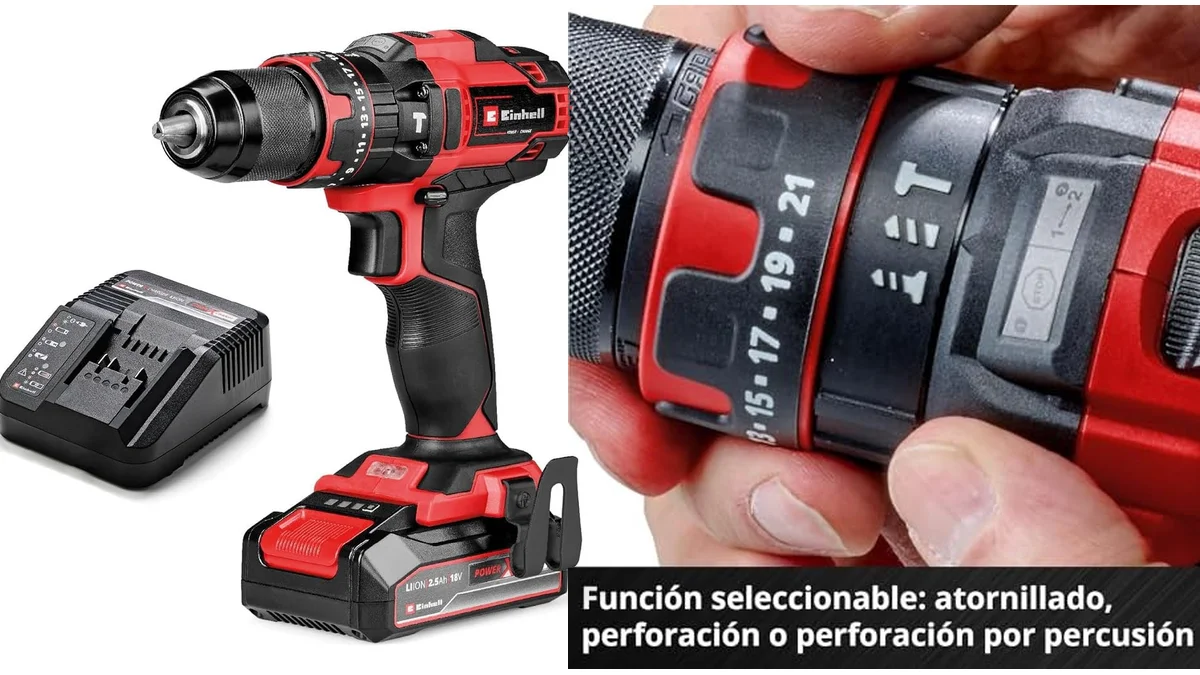 Taladro percutor inalámbrico Einhell 18V Power X-Change - 44 Nm