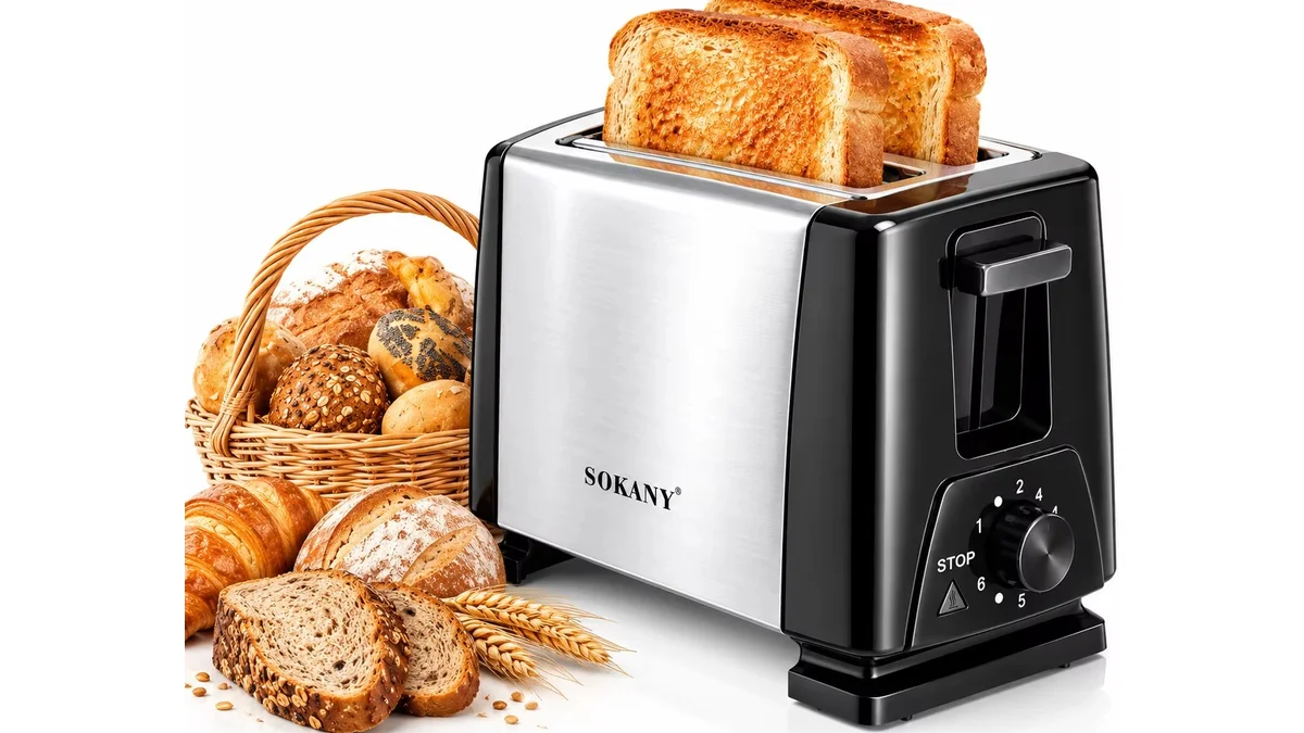 Tostadora de pan 700W - 2 ranuras - 6 niveles de tostado