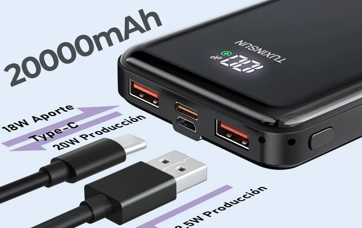 Batería USB 20000mAh - carga USB-C