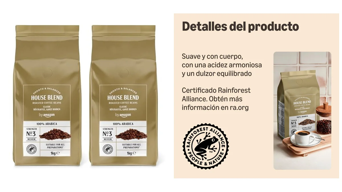 2KG de café en grano 100% arábica - Marca Amazon