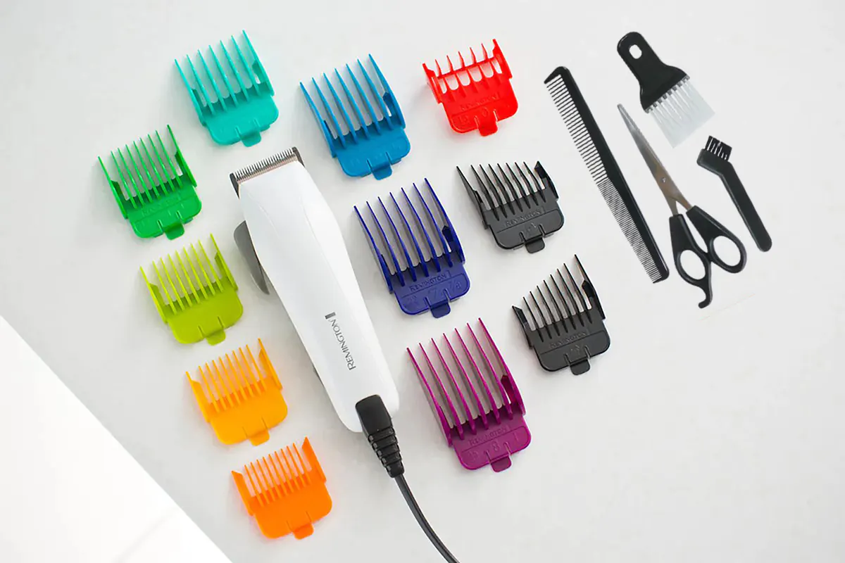 Cortapelos Remington + 9 peines colores, 2 de degradado y tijeras