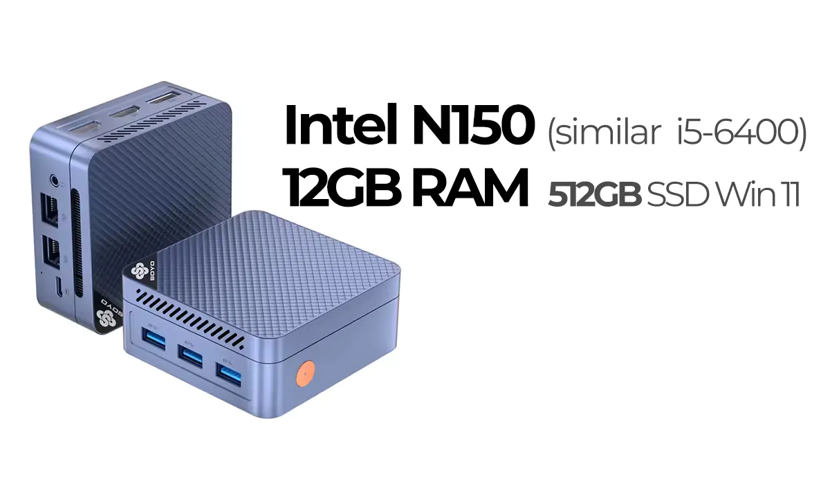 Mini PC 12GB RAM - Intel N150 (similar i5-6400) - SSD 512GB + Windows 11