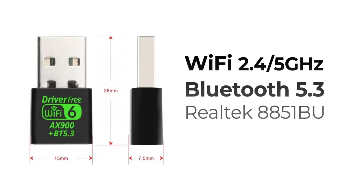 Adaptador USB WiFi 6 Dual Band 2.4 / 5GHz + Bluetooth 5.3