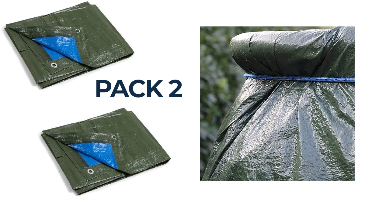 PACK 2 lonas impermeables de 3x2 metros - cara verde y azul