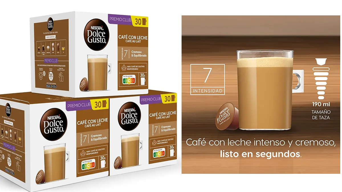 90 cápsulas de café con leche Nescafé Dolce Gusto
