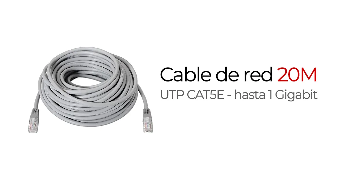 20 metros cable de red UTP CAT5E - soporta hasta 1 Gigabit