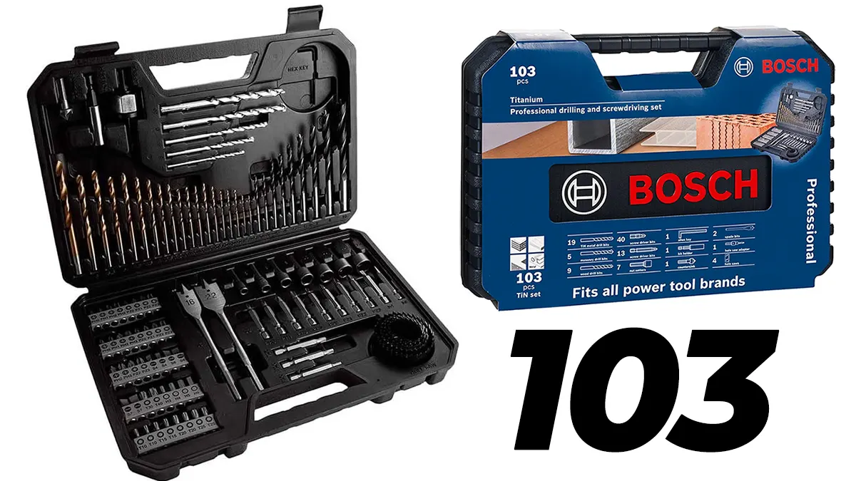 Maletín Bosch 103 piezas para atornillar y taladrar - brocas, puntas, coronas etc.