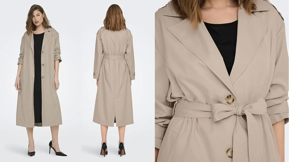 Gabardina Only larga para mujer