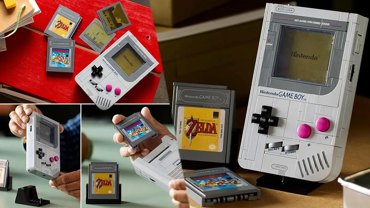 LEGO Game Boy con Mario, Zelda y pantalla animada