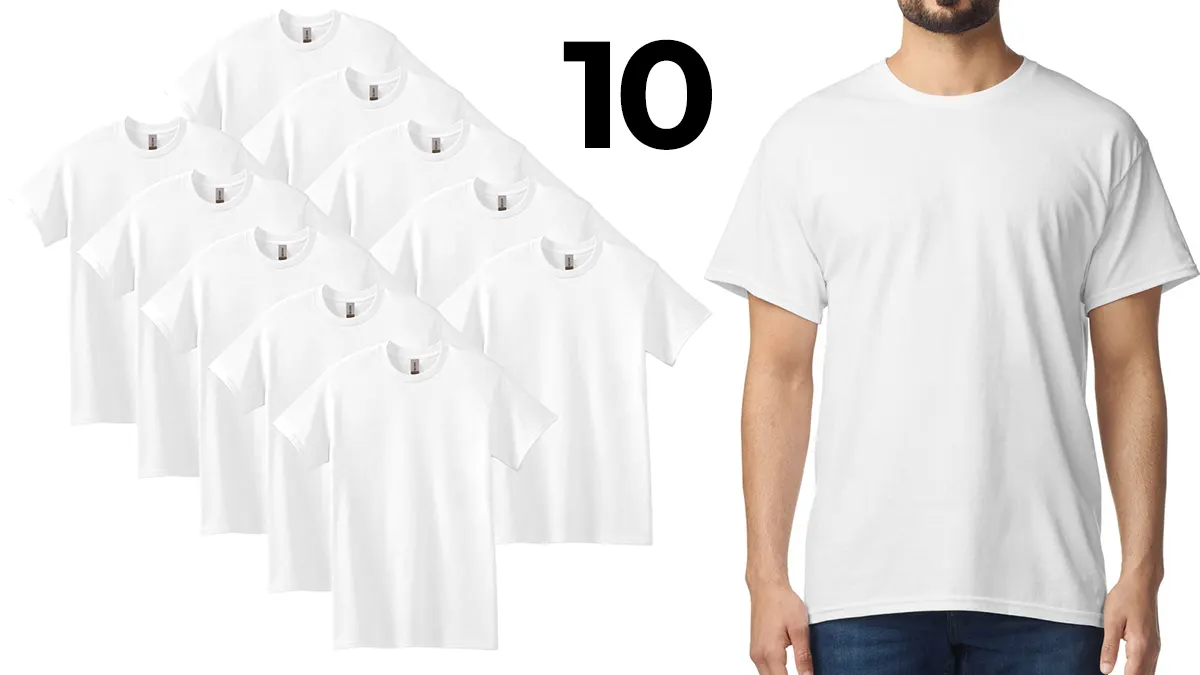 10 camisetas Gildan 5000 Talla L: 100% algodón