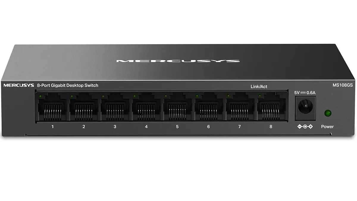 Switch Gigabit Mercusys (TP-LINK) metálico con 8 puertos ethernet