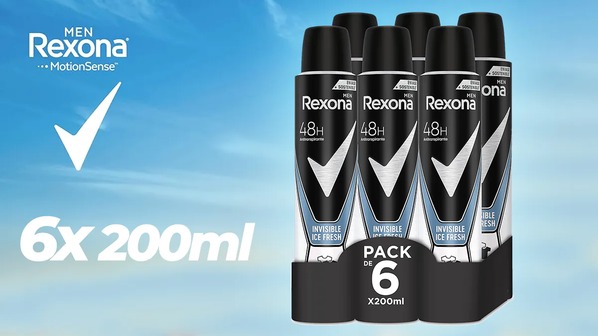 6x 200ml desodorantes Rexona Invisible Ice Fresh hombre