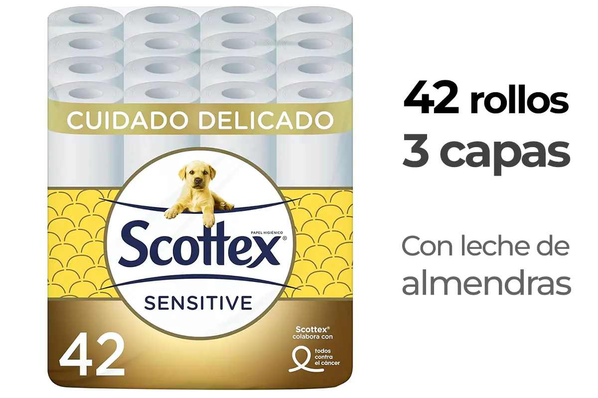 42 rollos de 3 capas Scottex Sensitive