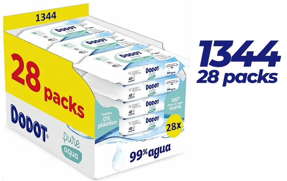 [1344 toallitas] 28 paquetes Dodot Aqua Pure