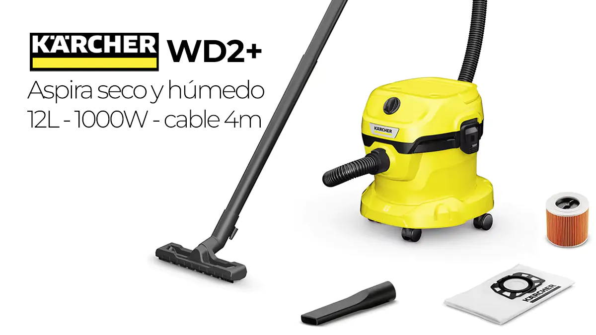 Aspirador seco / húmedo Karcher WD 2 Plus - 12L - función soplado