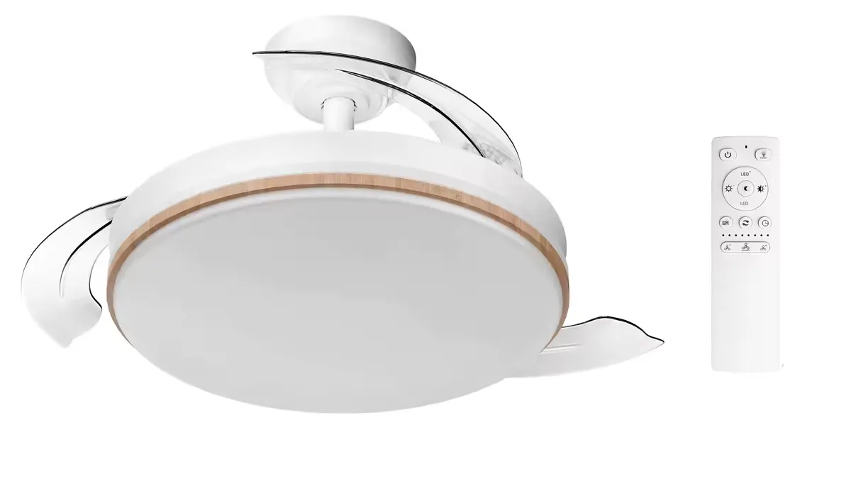 Lámpara  LED con ventilador de aspas retráctiles y mando