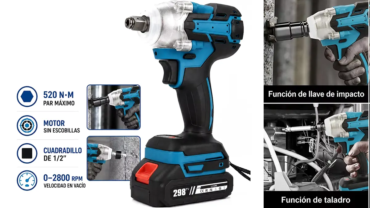 Llave de impacto inalámbrica - motor sin escobillas 280 N/m