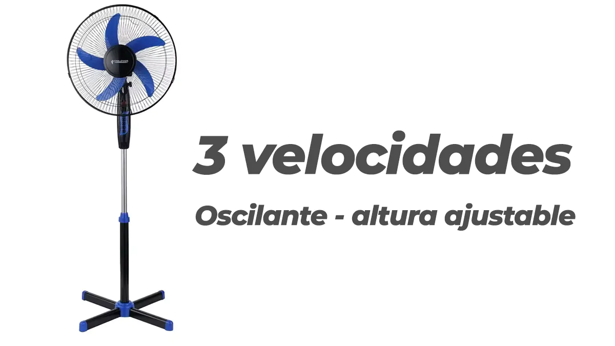 Ventilador de pie oscilante y regulable en altura