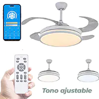 lampara ventilador con mando app