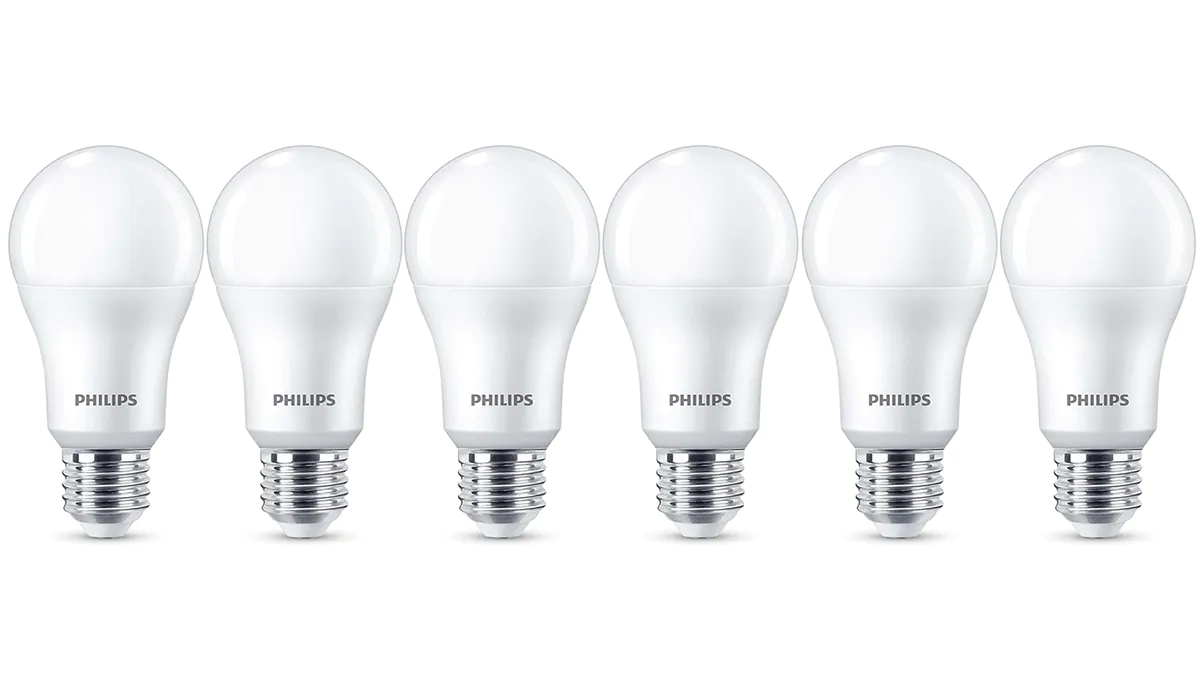 6 Bombillas Philips LED 1521lm 13W (equivale a 100W)  E27 2700K