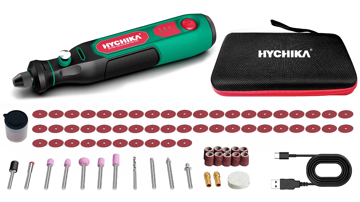 Herramienta rotativa inalámbrica con 77 accesorios y funda