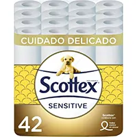42 rollos de 3 capas Scottex Sensitive con toque de leche de almendras