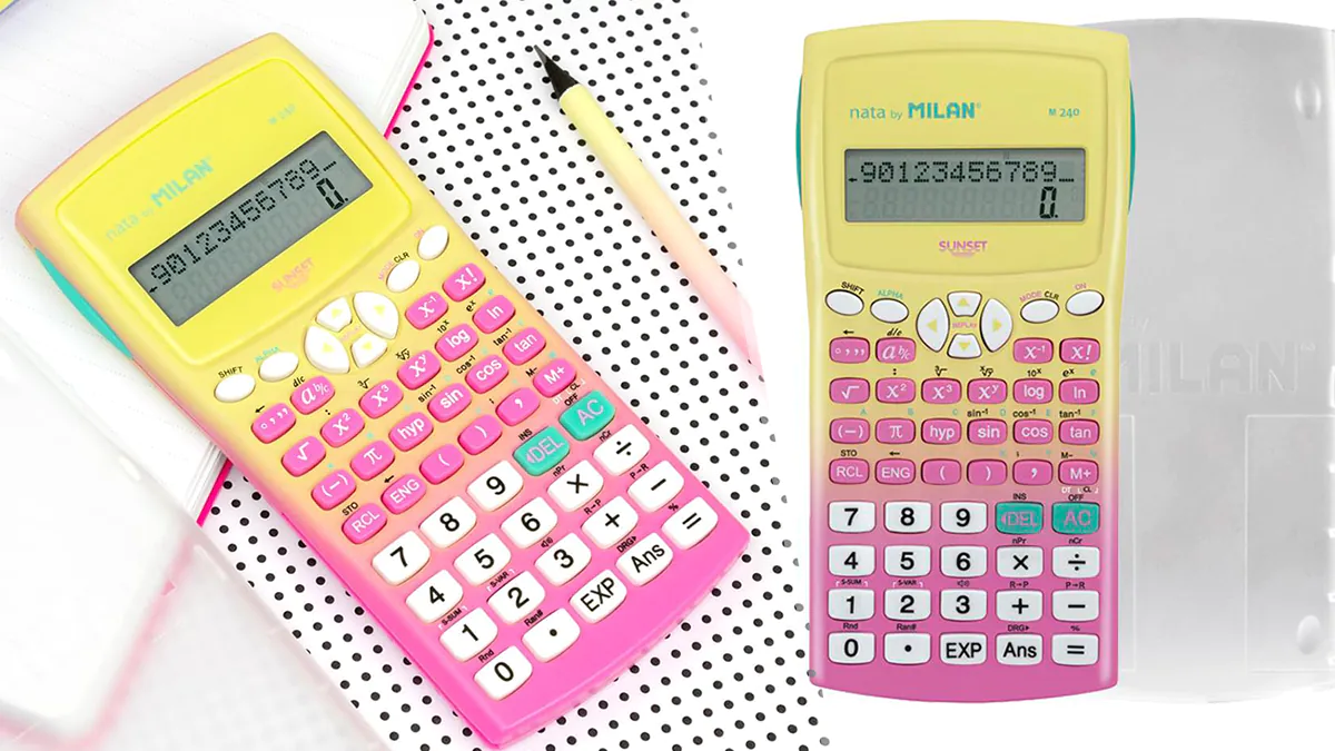 Calculadora científica Milan M240 Sunset Rosa imposible de perder