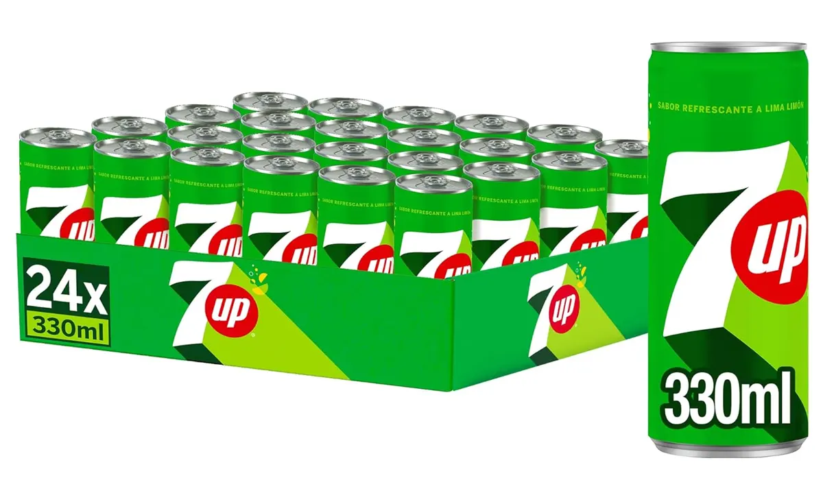 24 latas de 330ml de refresco 7up sin azúcar