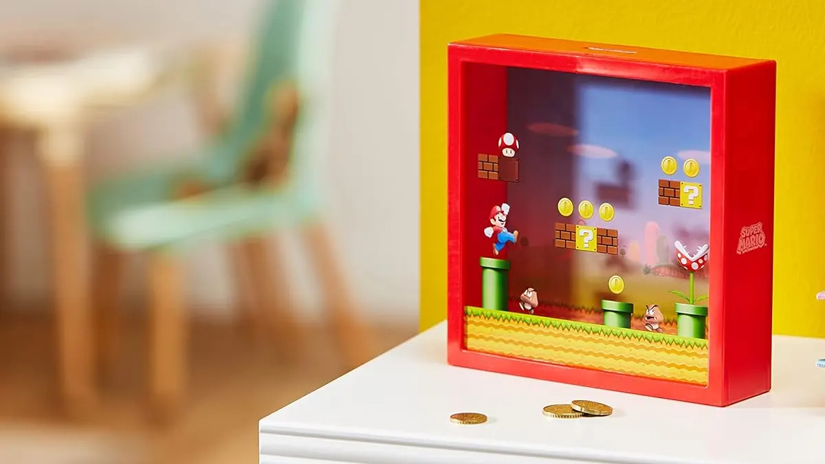 Hucha Super Mario 18cm con diseño 3D de plataformas
