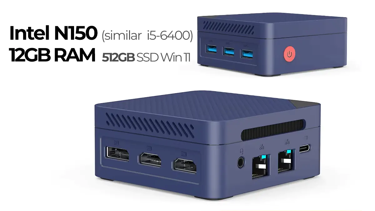 Mini PC 12GB RAM - Intel N150 (similar i5-6400) - SSD 512GB + Windows 11