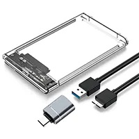 Carcasa para disco duro / SSD SATA 2.5"- USB 3.0 +  adaptador USB-C