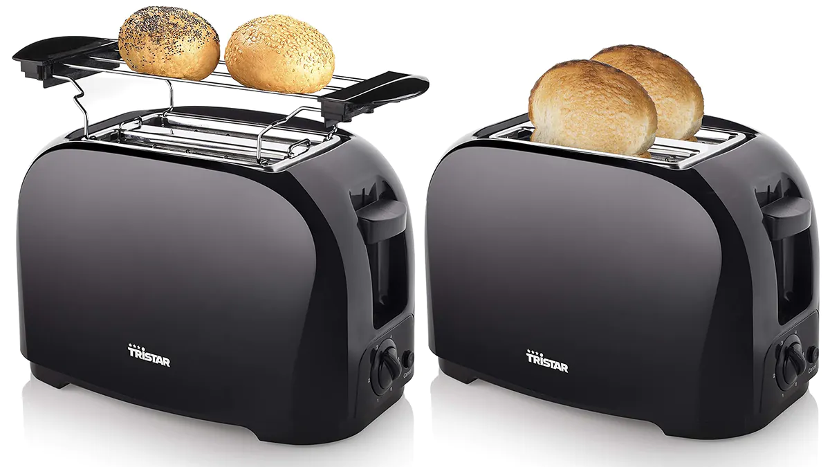 Tostadora Tristar de 2 ranuras - 800W - con soporte superior para pan