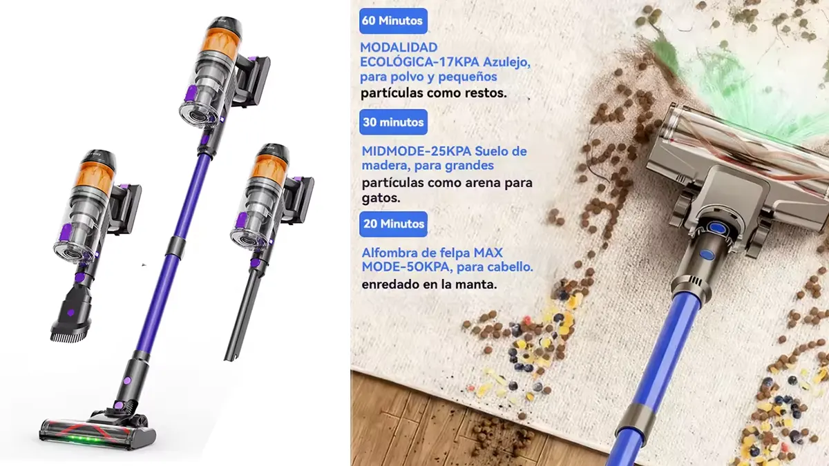 Cotiar R11 aspirador escoba inalámbrico - hasta 60min. - cabezal motorizado con luz